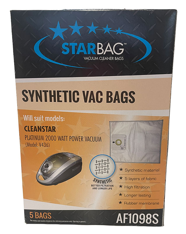 Cleanstar Platinum V436 Synthetic Vacuum Cleaner Bags - 5pk (AF1098S)