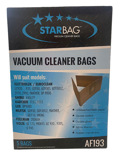 Nilfisk, Electrolux, Lux, Karcher, Pullman Paper Vacuum Bags - 5pk (AF193)