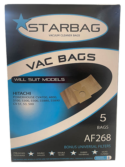 Hitachi CV & S Series Vacuum Bags - 5pk (AF268)