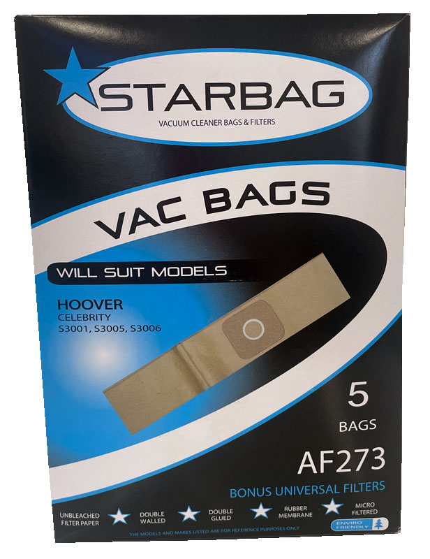 Hoover Celebrity, S3001, S3005, S3006 Paper Vacuum Cleaner Bags - 5pk (AF273)
