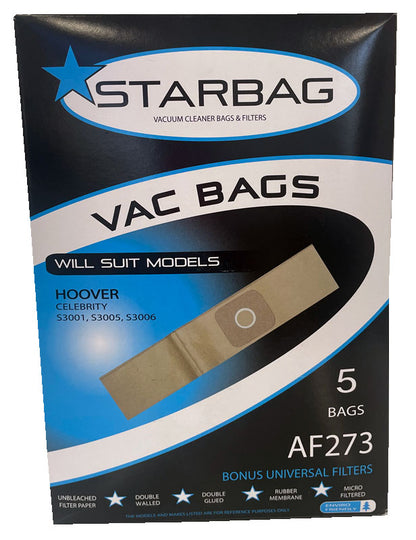 Hoover Celebrity, S3001, S3005, S3006 Paper Vacuum Cleaner Bags - 5pk (AF273)