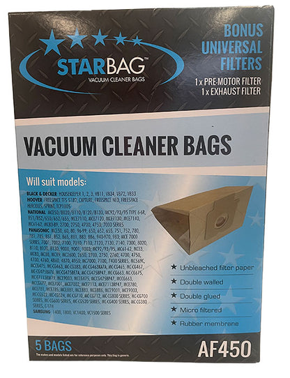 Panasonic, Hoover MC, MCE, National, Samsung Vacuum Cleaner Bags - 5pk (AF450)