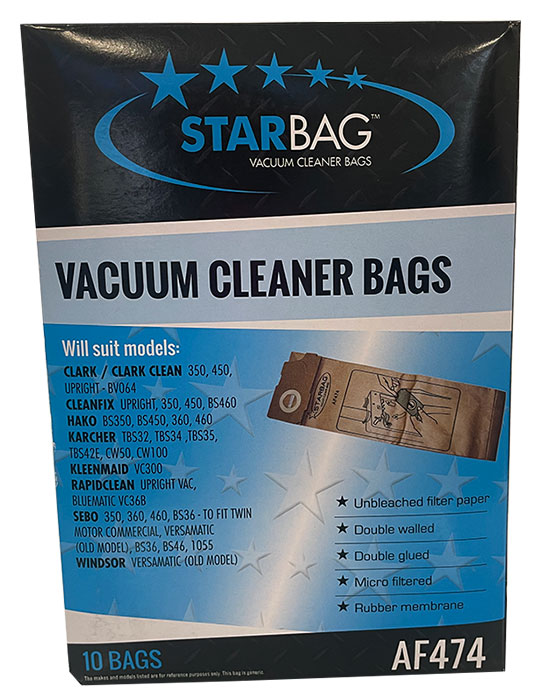 Hako, Karcher, Sebo, Cleanfix Upright Vacuum Cleaner Bags - 10pk (AF474)