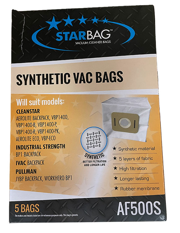 Cleanstar Aerolite VBP1400, Aerolite Flash and VBP-ECO Synthetic Vacuum Bags - 5pk (AF500S)
