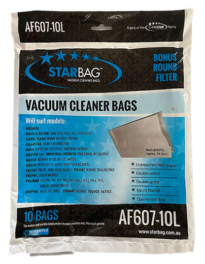 Pullman, Nilfisk, Cleanstar, Hako, Origin, Polivac Open-Ended Backpack Vacuum Bags - 10pk (AF607-10L)