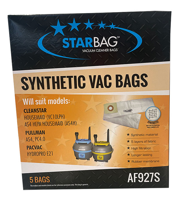 Cleanstar AS4 HEPA Housemaid VC10LPH and Pullman PC4.0, AS4 Version 2 Synthetic Vacuum Bags - 5pk (AF927S)