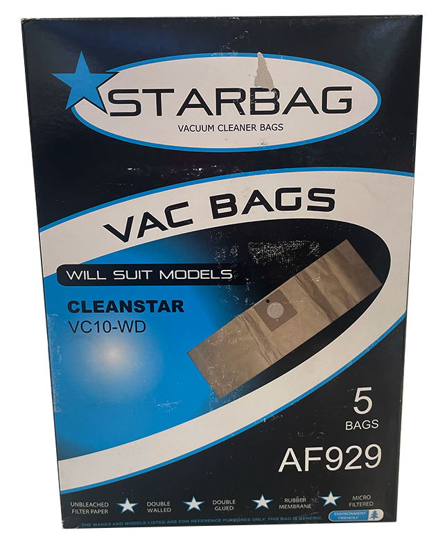 Cleanstar VC10-WD Paper Vacuum Bags - 5pk (AF929)