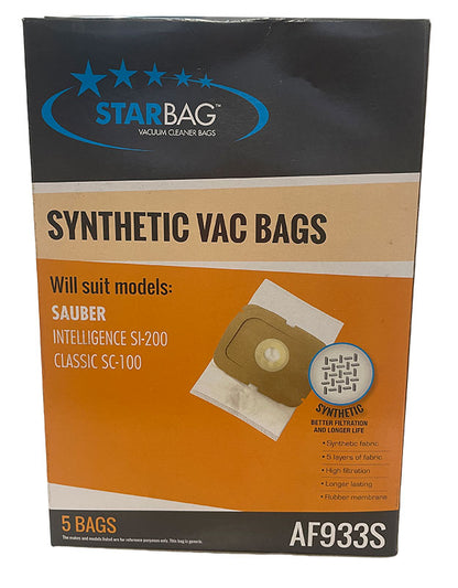 Sauber Intelligence, Classic and Excellence Synthetic Vacuum Cleaner Dust Bags - 5pk (AF933S)