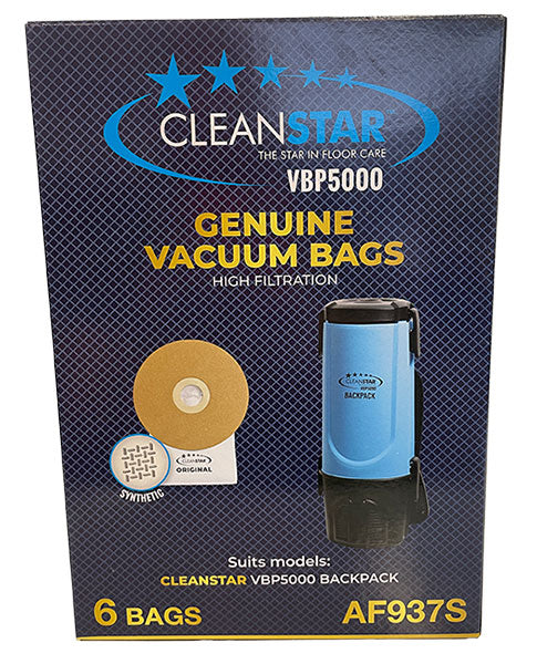 Cleanstar VBP5000 Backpack Vacuum Cleaner Synthetic Dust Bags - 6pk (AF937S)