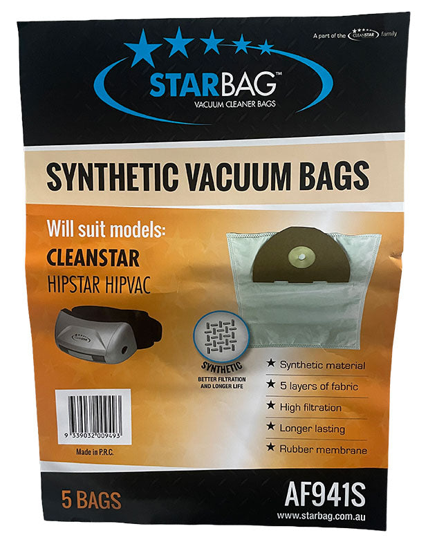 Cleanstar Hipstar Hipvac Synthetic Vacuum Cleaner Dust Bags - 5pk (AF941S)