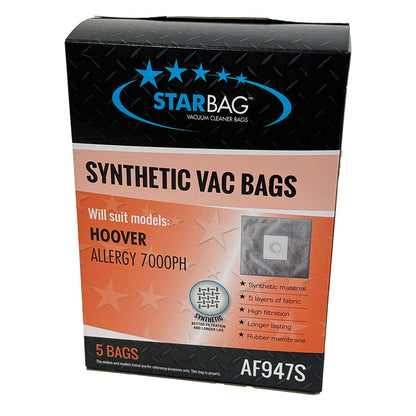 Hoover Allergy and Sauber Allergy 7000PH Synthetic Vacuum Cleaner Dust Bags - 5pk (AF947S)