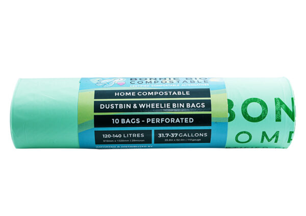 Bonnie Bio 120-140L Compostable Garbage & Wheelie Bin Bags – Roll of 10 (BB-120/140L)