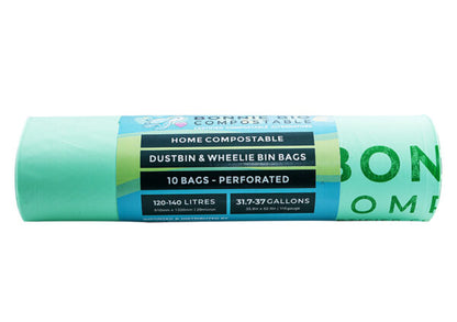 Bonnie Bio 120-140L Compostable Garbage & Wheelie Bin Bags – Roll of 10 (BB-120/140L)