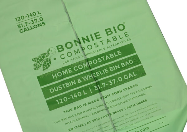 Bonnie Bio 120-140L Compostable Garbage & Wheelie Bin Bags – Roll of 10 (BB-120/140L)