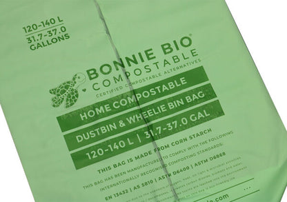 Bonnie Bio 120-140L Compostable Garbage & Wheelie Bin Bags – Roll of 10 (BB-120/140L)