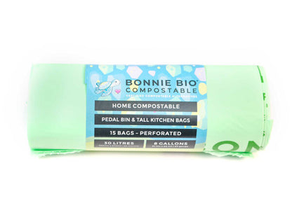 Bonnie Bio 30L Compostable Bin & Rubbish Bags – Roll of 15 (BB-30L)