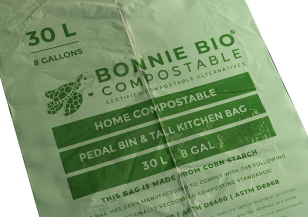 Bonnie Bio 30L Compostable Bin & Rubbish Bags – Roll of 15 (BB-30L)