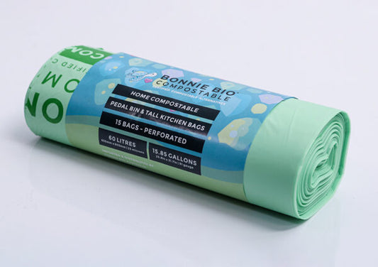 Bonnie Bio 60L Compostable Bin & Rubbish Bags – Roll of 15 (BB-60L)