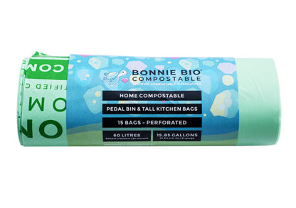 Bonnie Bio 60L Compostable Bin & Rubbish Bags – Roll of 15 (BB-60L)
