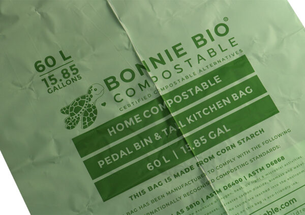 Bonnie Bio 60L Compostable Bin & Rubbish Bags – Roll of 15 (BB-60L)