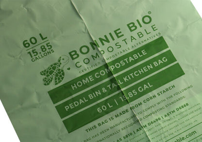 Bonnie Bio 60L Compostable Bin & Rubbish Bags – Roll of 15 (BB-60L)