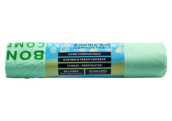 Bonnie Bio 80L Compostable Garbage Bags – Roll of 10 (BB-80L)