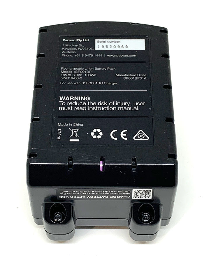 Pacvac Superpro Battery 700 Advanced Backpack and Velo Backpack Rechargeable Battery Pack 18V (BP001BP01A01)