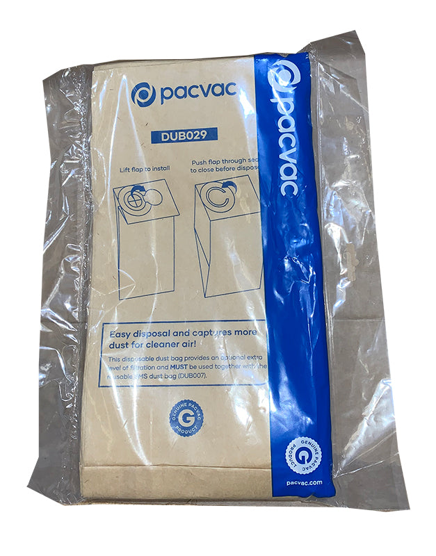 Pacvac Thrift 650, Superpro Micron 700 Vacuum Cleaner Disposable Paper Dust Bags - 10 Pack (DUB029)