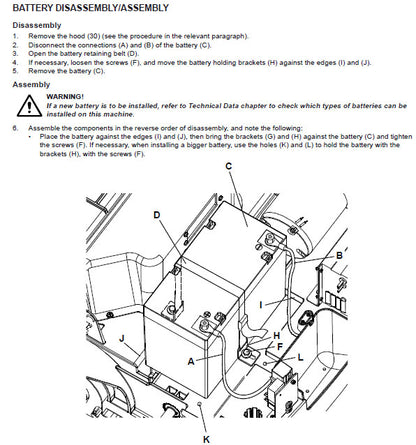 Nilfisk SW750 and Floortec 350 Sweeper 12V Battery Replacement (EV27A-A) installation instructions 1