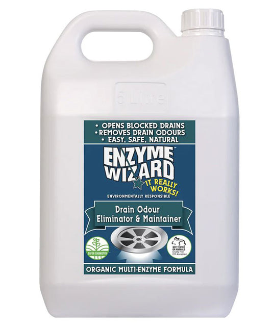 Enzyme Wizard Drain Odour Eliminator & Maintainer Cleaner 5 Litre Bottle (EWDO5L)
