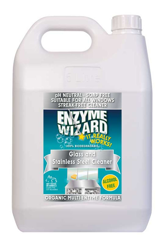 Enzyme Wizard Glass and Stainless Steel Cleaner 5 Litre Bottle (EWGS5L)