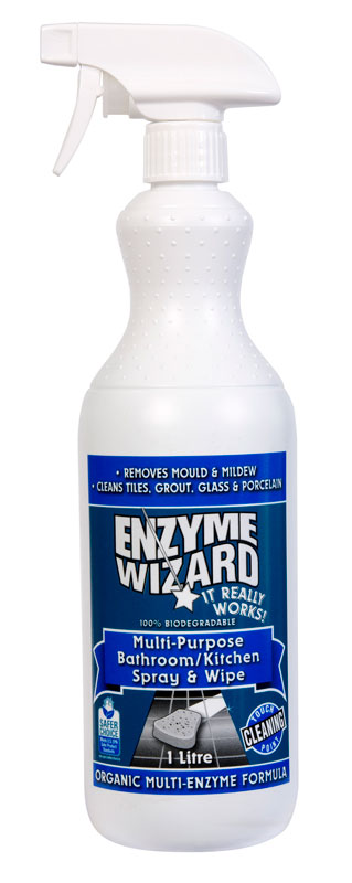 Enzyme Wizard Multi Purpose Bathroom and Kitchen Spray and Wipe Cleaner 1 Litre Spray Bottle (EWMM1LRTU)