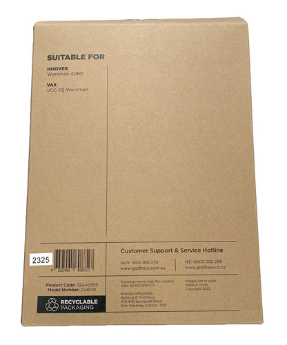 Clean Up CU600 Synthetic Dust Bags for Hoover Workman Series 4060 and HCC-05 (32440555)