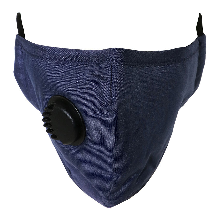 Cloth Face Mask with Vent and Filter - Navy Blue (MASKC-BLVENT)