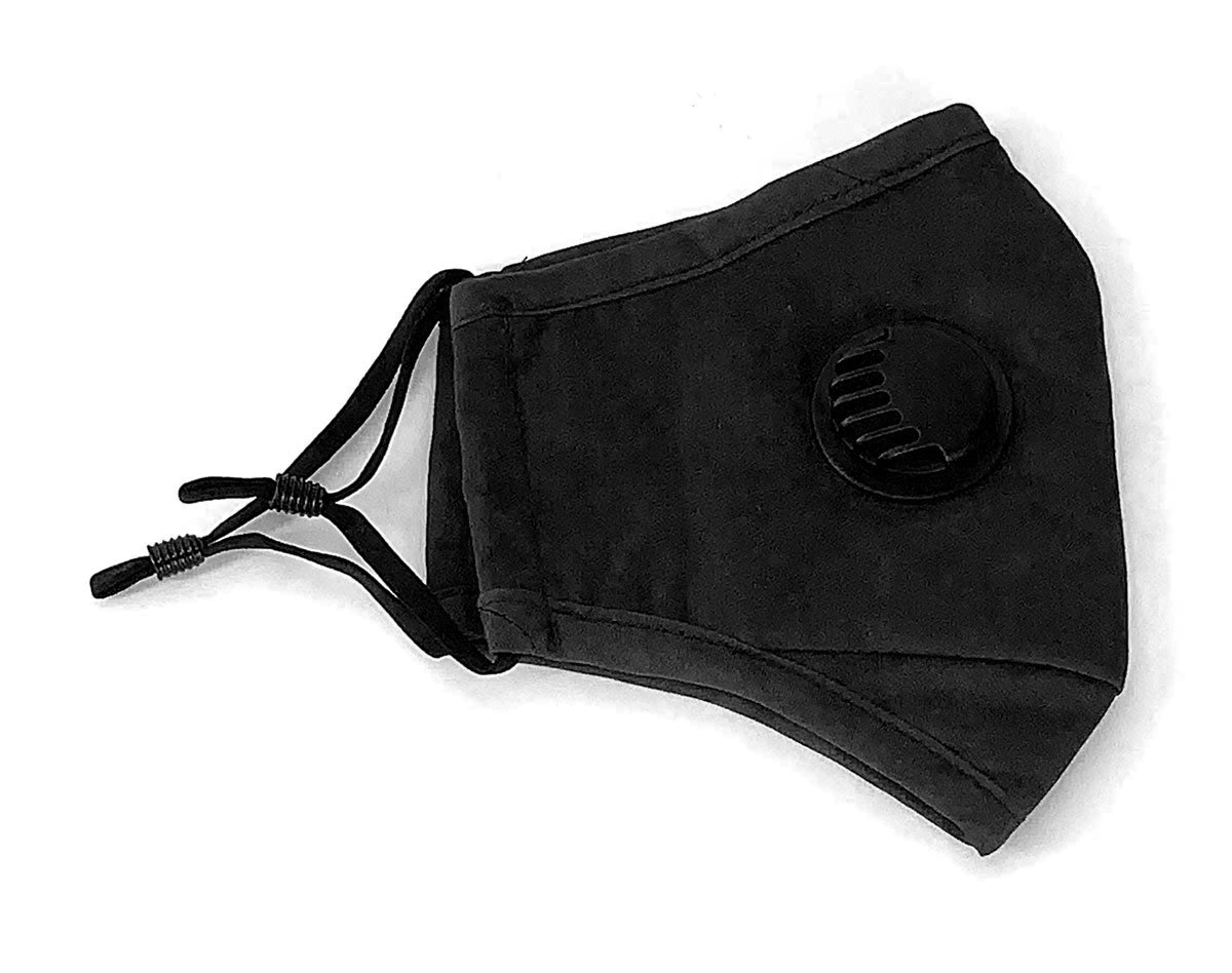 Cloth Face Mask with Vent and Filter - Black (MASKC-BVENT)