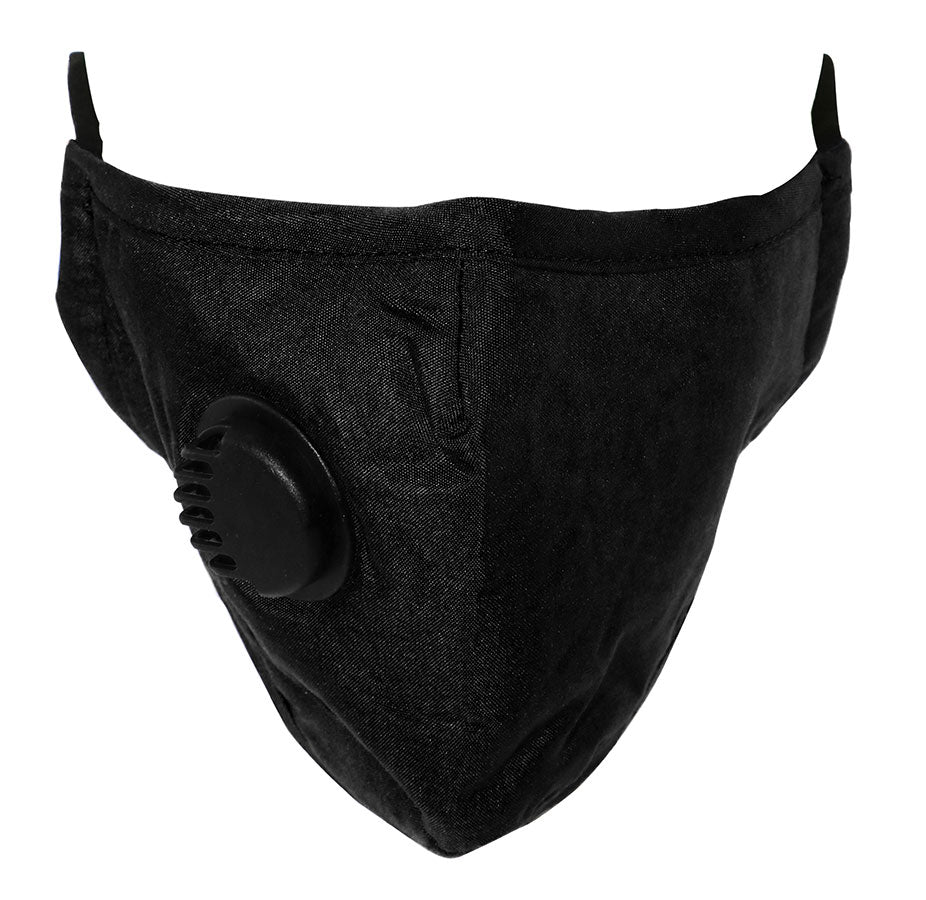 Cloth Face Mask with Vent and Filter - Black (MASKC-BVENT)