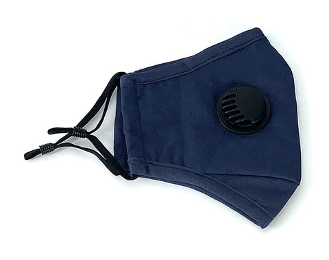 Cloth Face Mask with Vent and Filter - Navy Blue (MASKC-BLVENT)