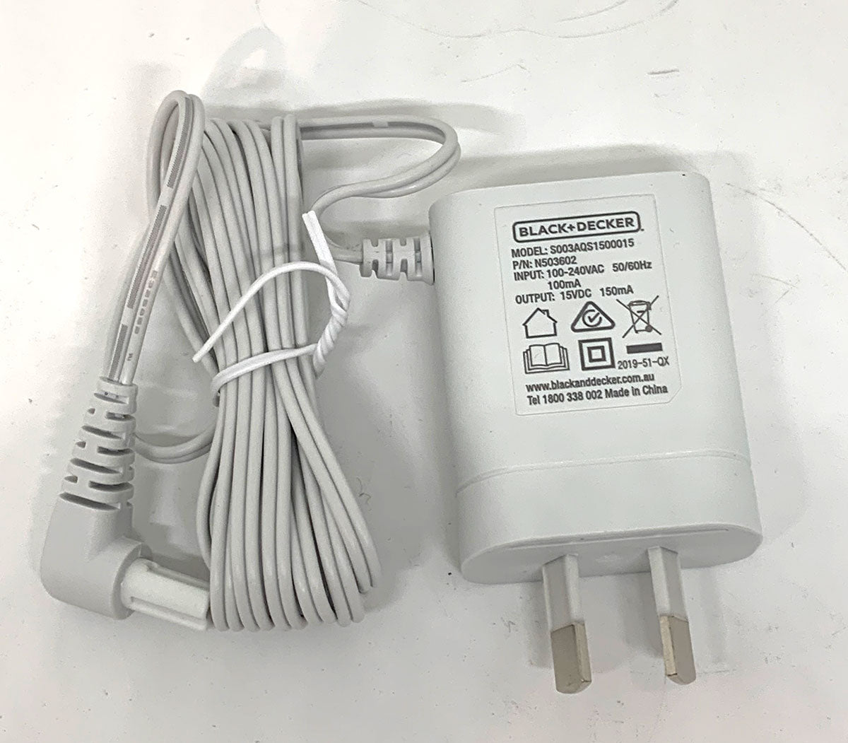 Black and Decker DVA315J, DVA320J, DVA325JP, HLVC315J11, HLVC320J11, NSVA315J, NVB115JL, WDA315J, WDA320J, WDC215WA Dustbuster Vacuum Charger (N503602)