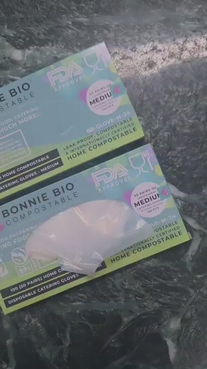 Bonnie Bio Medium Size COMPOSTABLE Disposable Gloves-50 pairs (BB-GLOVE-M)