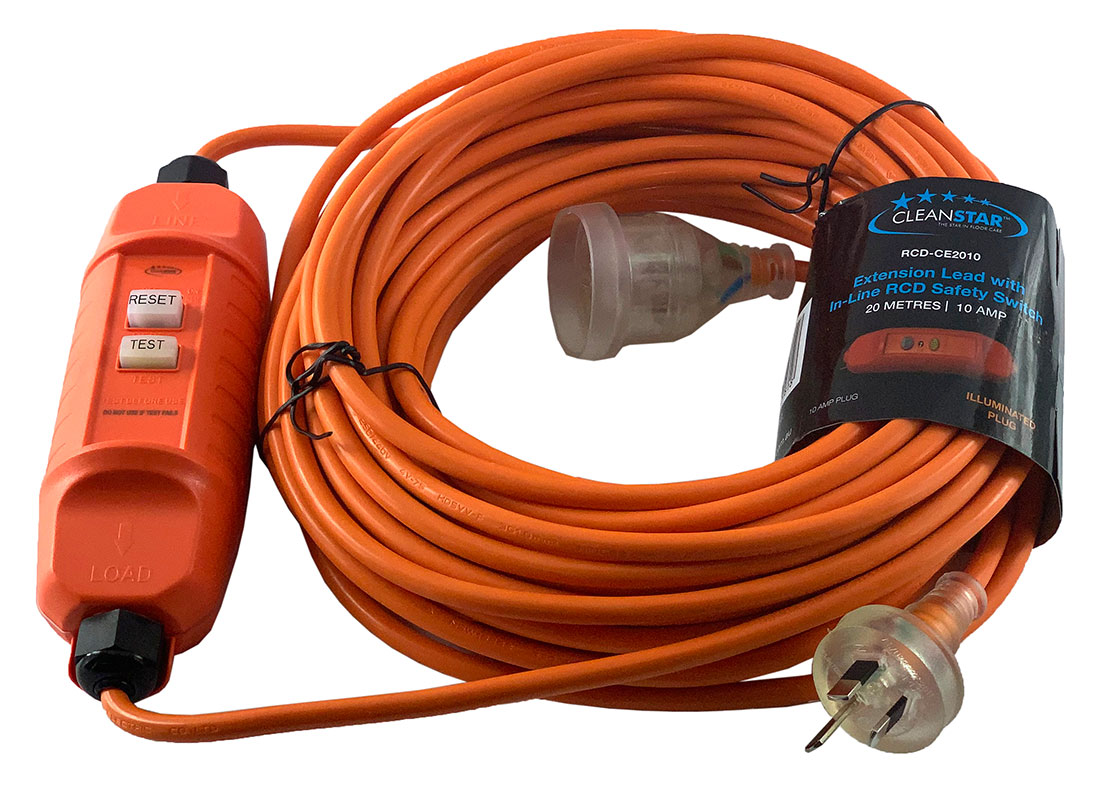 20 Metre Standard Extension Lead with In-Line RCD Safety Switch - Orange (RCD-CE2010)