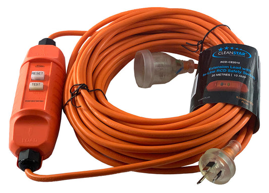 20 Metre Standard Extension Lead with In-Line RCD Safety Switch - Orange (RCD-CE2010)