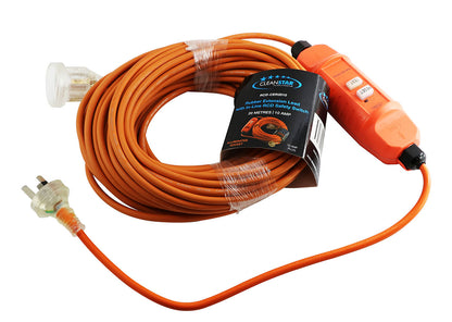 20 Metre Premium Rubber Extension Lead with In-Line RCD Safety Switch - Orange (RCD-CER2010)