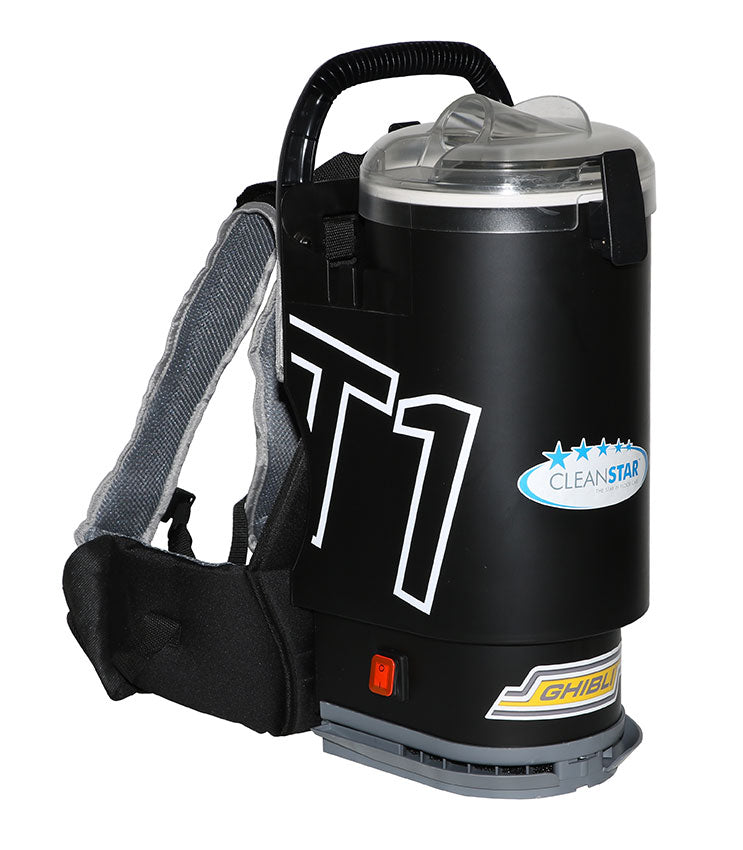 Ghibli T1 Backpack Vacuum Cleaner - Version 3 - Black with Clear Lid (T1v3-B-CLR)