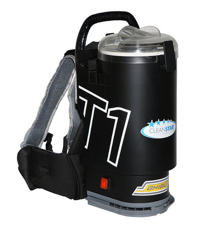 Ghibli T1 Backpack Vacuum Cleaner - Version 3 - Black with Clear Lid (T1v3-B-CLR)